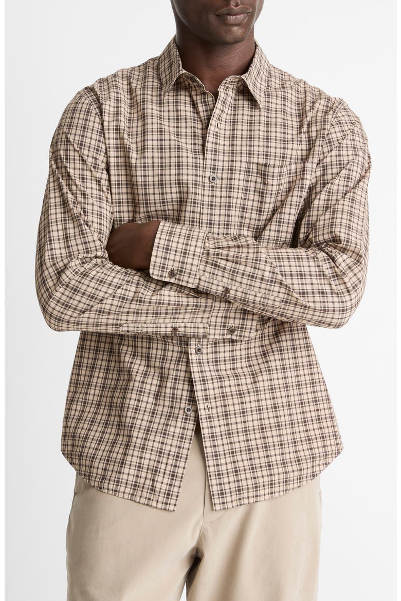 Great Falls Plaid Cotton Button-Up Shirt, Main, color, RIVER SAND/ MISSION