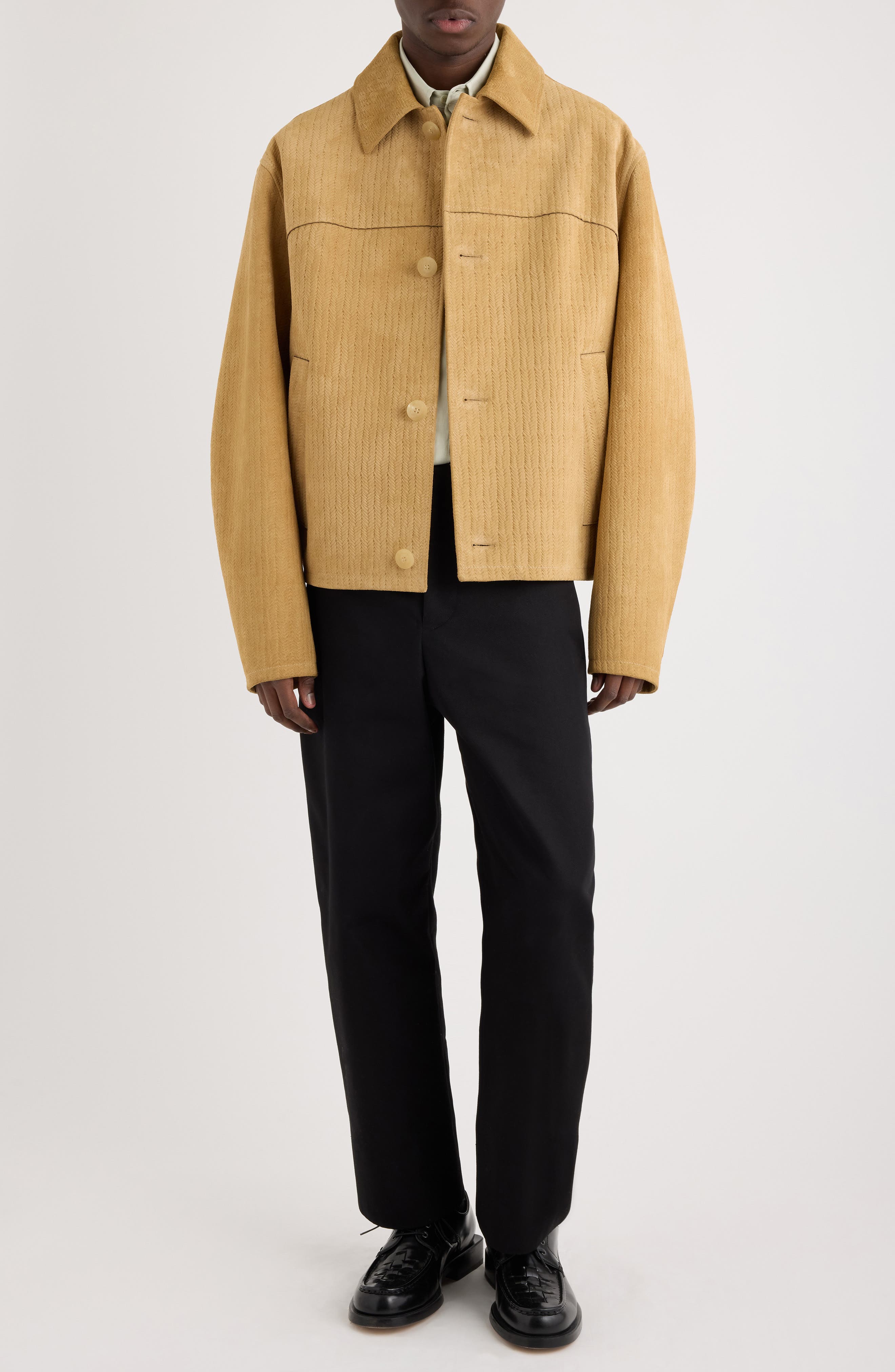 Jacquemus Le Blouson Vannier Basket Weave Leather Jacket (Men) | Nordstrom