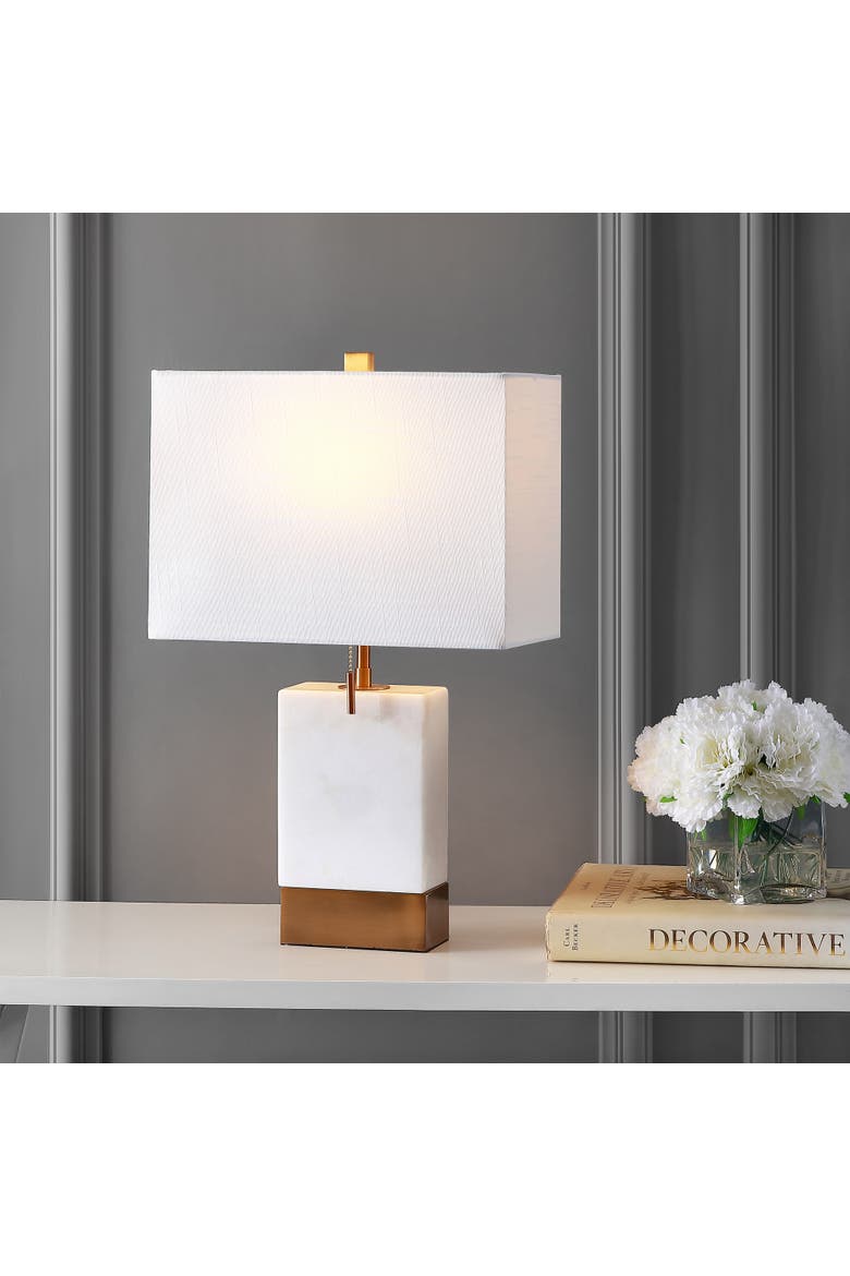 Trevor Marble/Iron Gold Modern Console LED Table Lamp, Alternate, color, White/Brass Gold