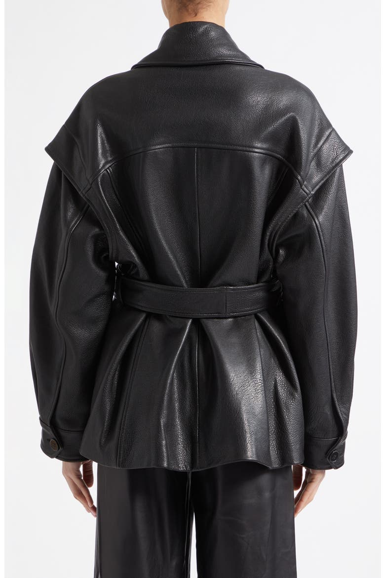 Perrin Belted Leather Jacket, Alternate, color, BLACK