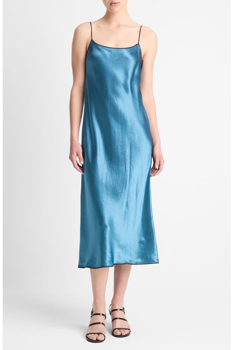 Tipped Satin Slipdress, Main, color, BLUE WALTZ/ DEEP LAKE