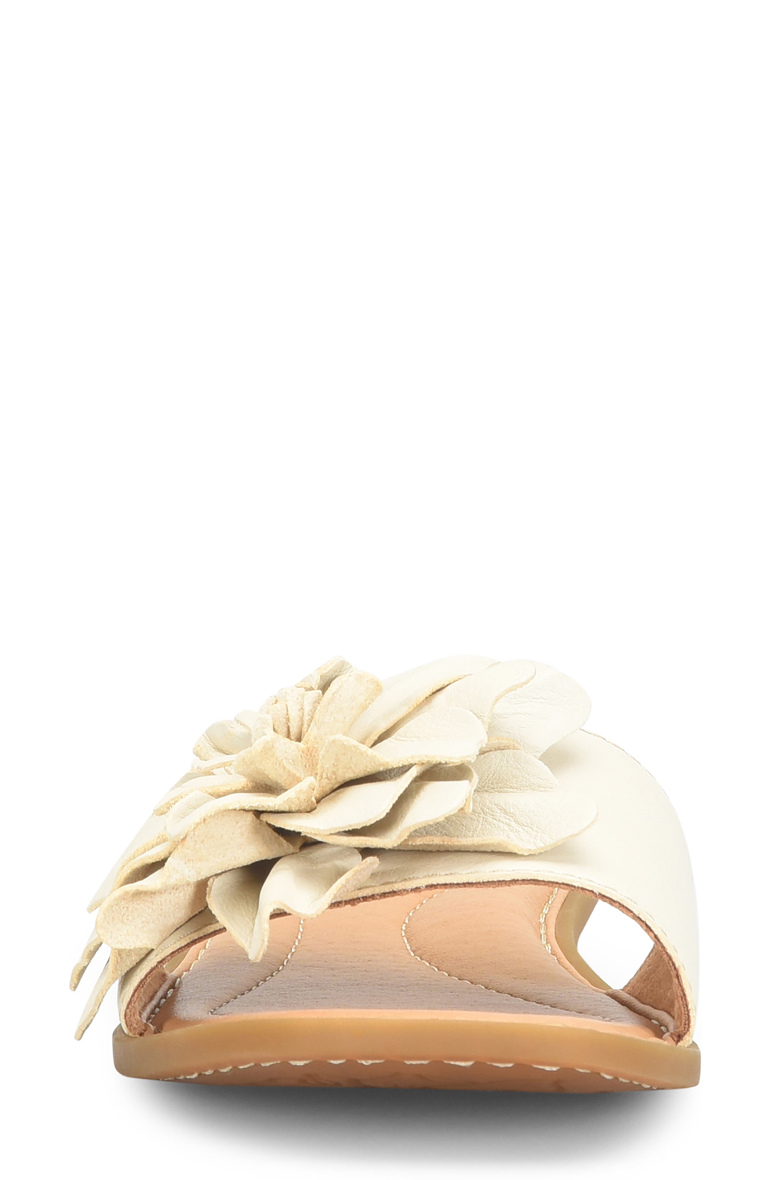 Hibiscus Slide Sandal, Alternate, color, CREAM LEATHER