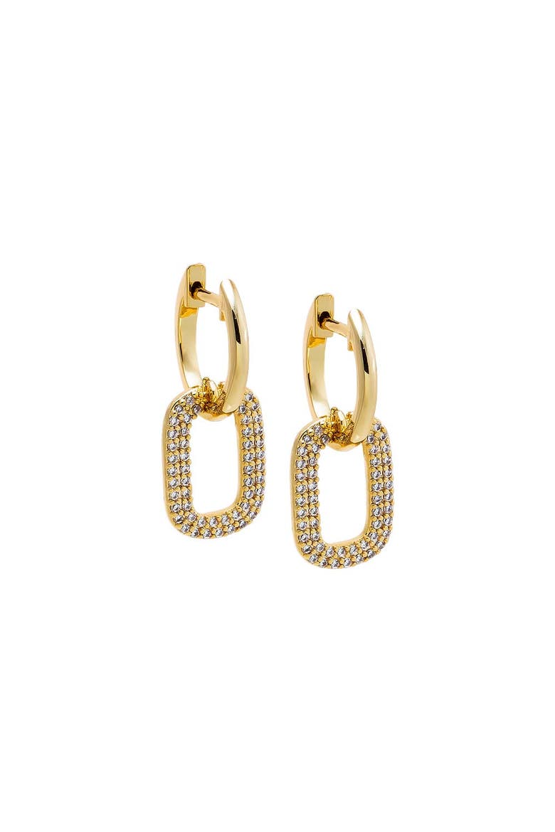 Double CZ Row Link Drop Earring, Main, color, Gold