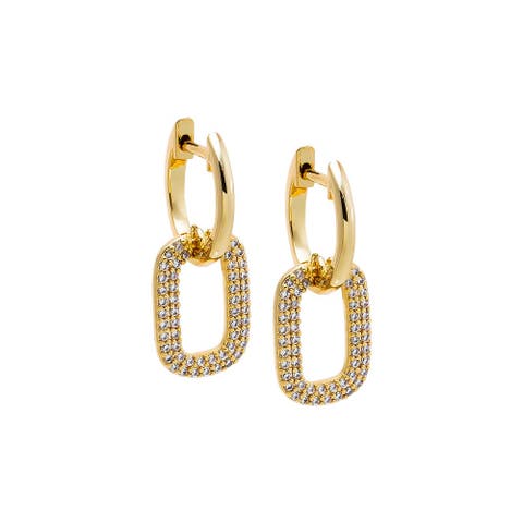 Double CZ Row Link Drop Earring
