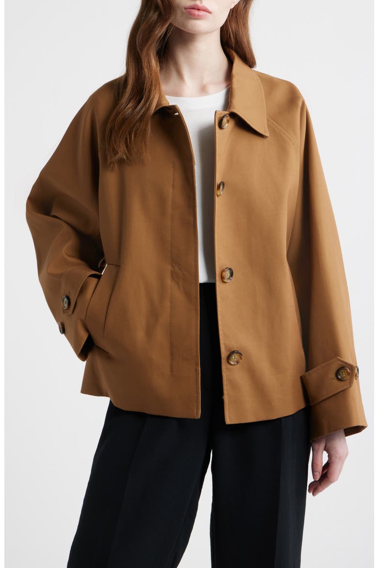 Cuba Oversize Short Cotton Trench Coat, Main, color, MEDIUM BROWN