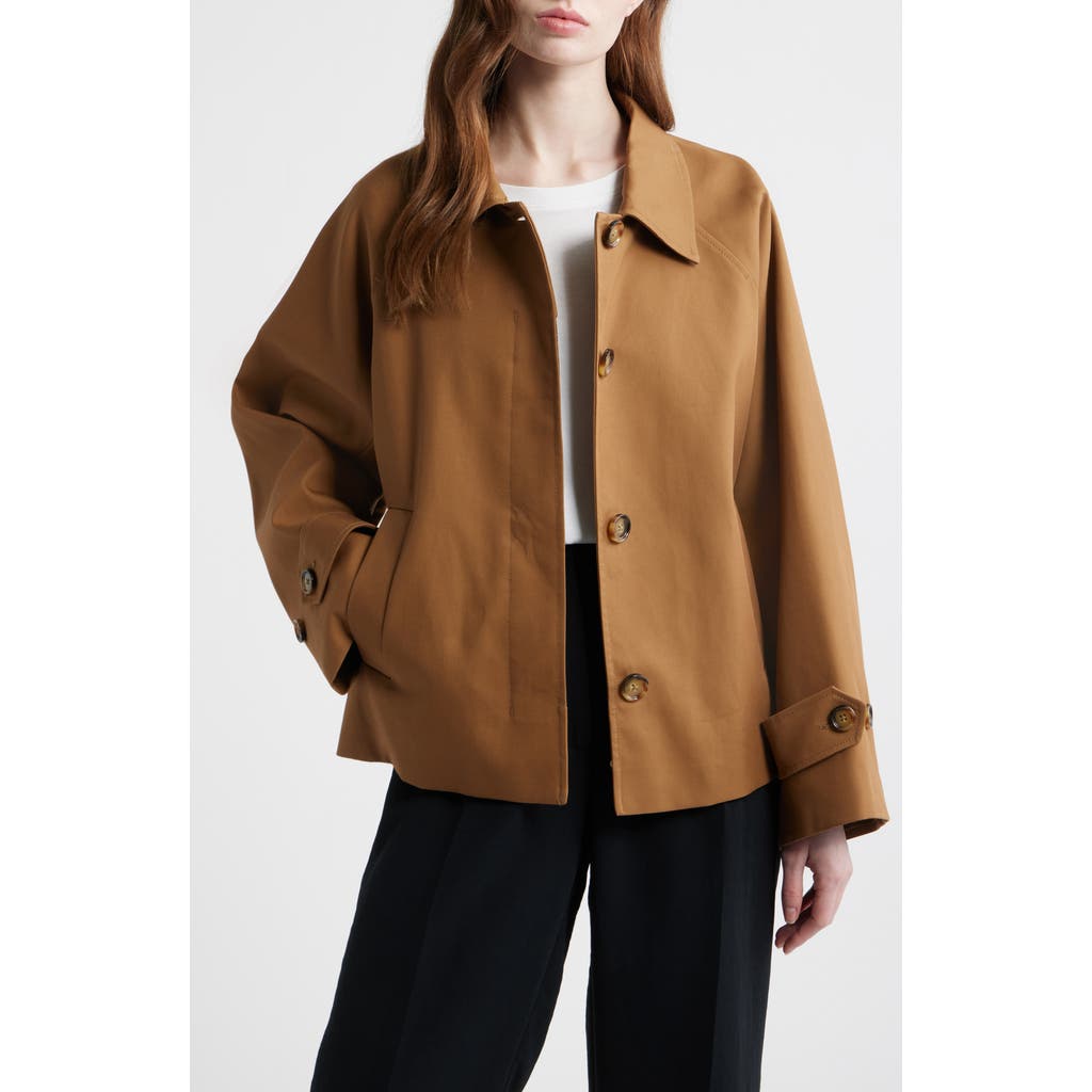 MANGO Cuba Oversize Short Cotton Trench Coat in Medium Brown at Nordstrom, Size Large