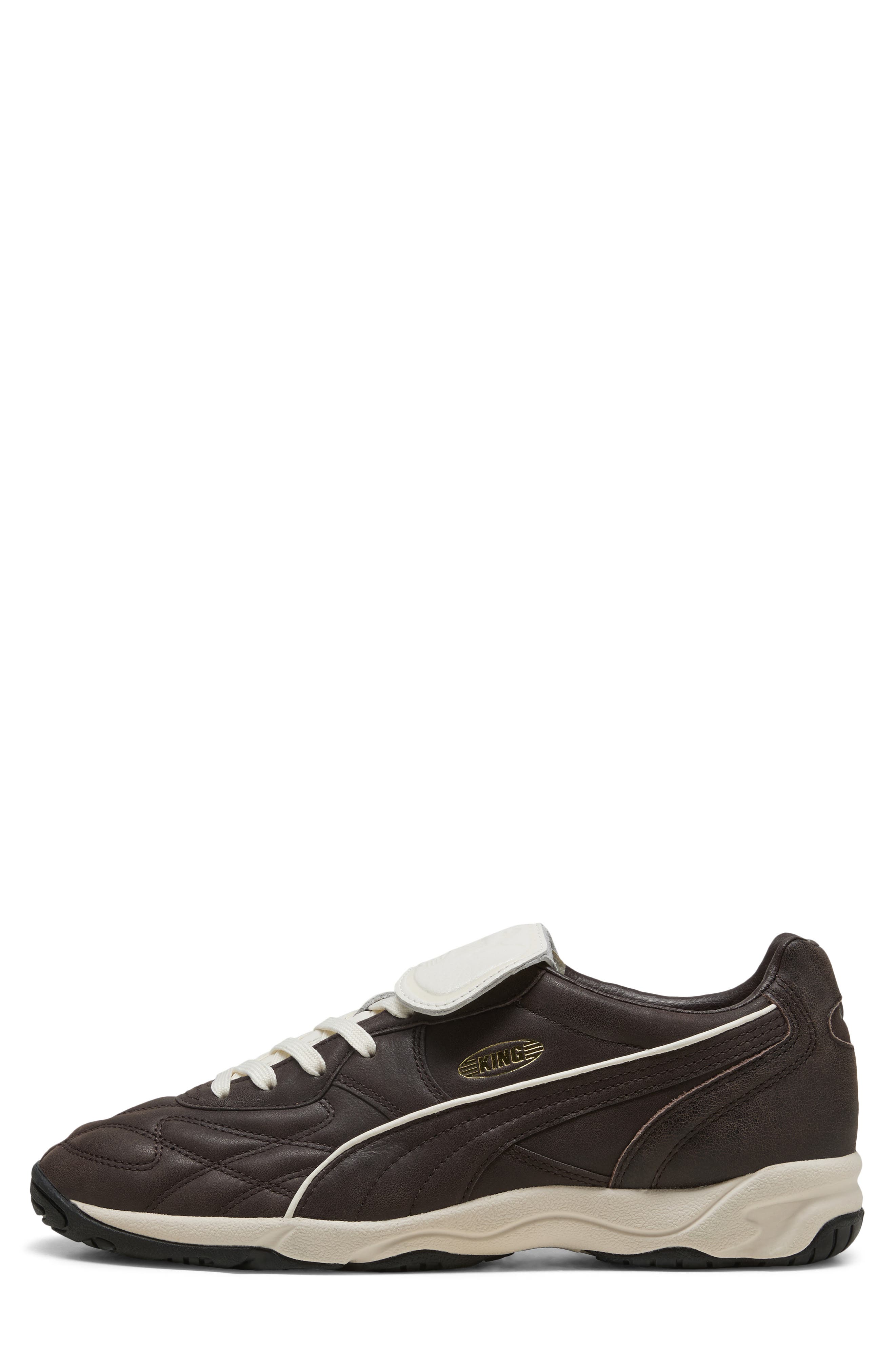 PUMA King Indoor Premium Soccer Sneaker, Alternate, color, Dark Chocolate/ Warm White