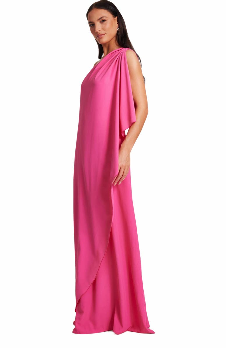 QUIZ One Shoulder Frill Detail Crepe Maxi Dress, Alternate, color,