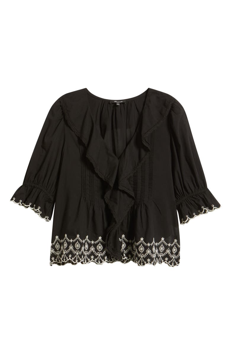 Madewell Ruffle Puff Sleeve Top, Alternate, color, Jet Black
