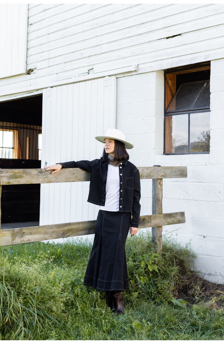 By Tess Collection Jade Skirt, Alternate, color, Black / White Stitch