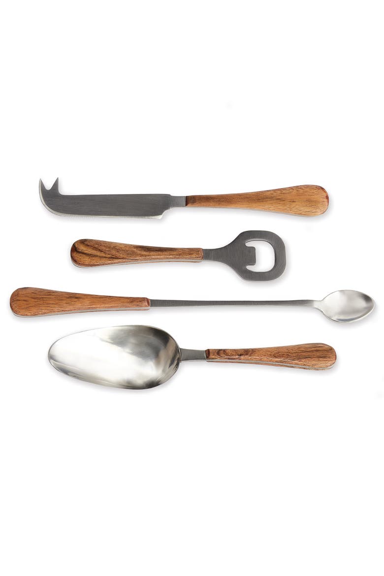 Haisley Stainless Steel Cocktail Accessories Set of 4, Main, color, Silver