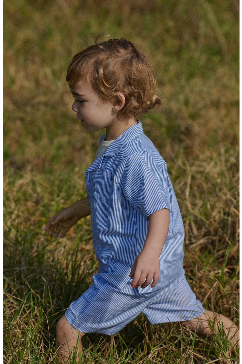 Kids' James Stripe Cotton & Linen Drawstring Shorts, Alternate, color, BLUE STRIPE