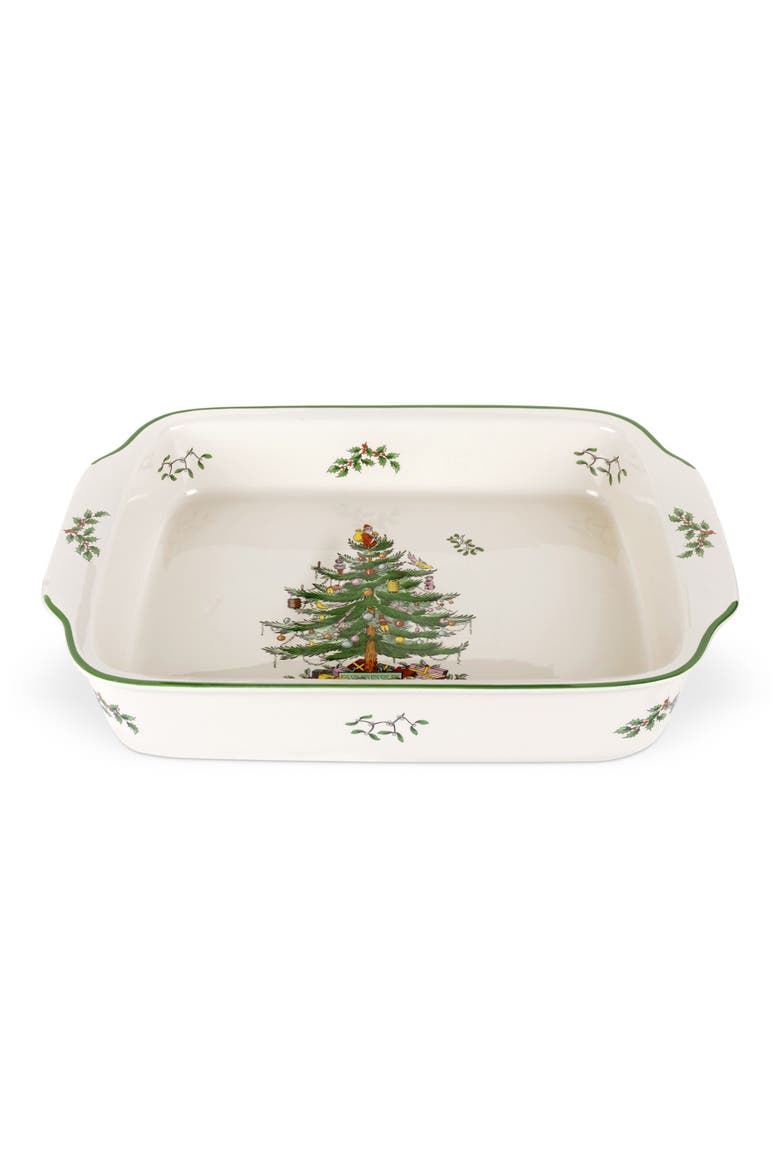 Christmas Tree Rectangular Serving Dish, Main, color, GREEN