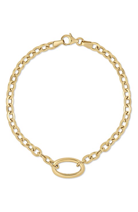 14K Gold Oval Line Bracelet