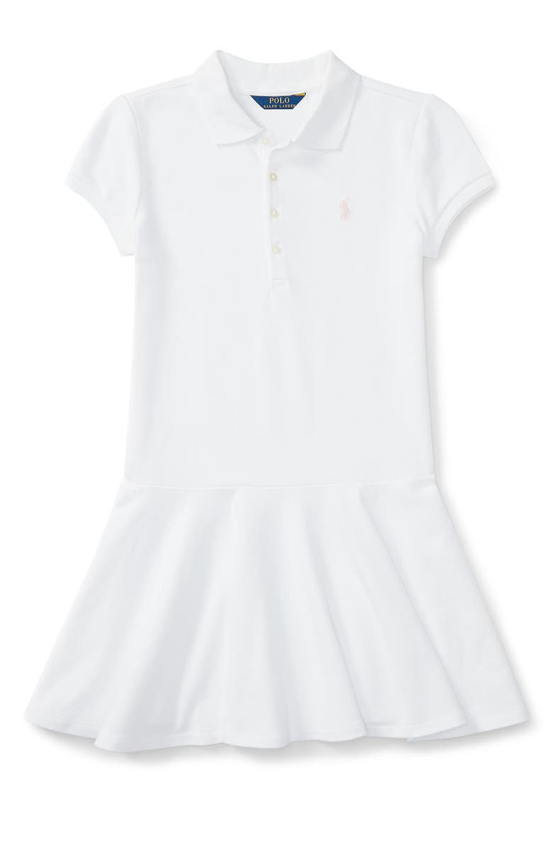 Polo Ralph Lauren Kids' Stretch Cotton Mesh Polo Dress, Main, color, White