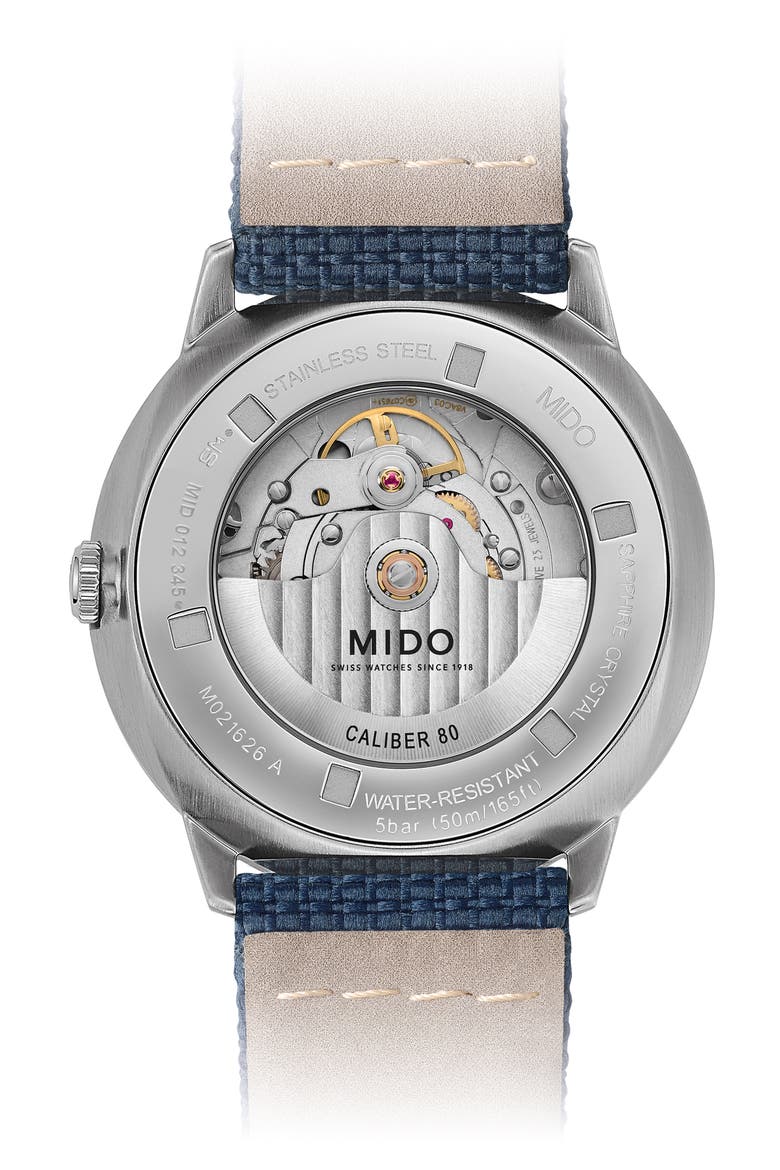 Commander Automatic Fabric Strap Watch, 40mm, Alternate, color, BLUE