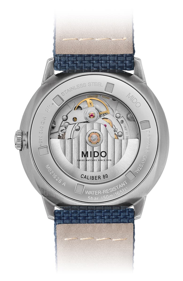 MIDO Commander Automatic Fabric Strap Watch, 40mm, Alternate, color, Blue