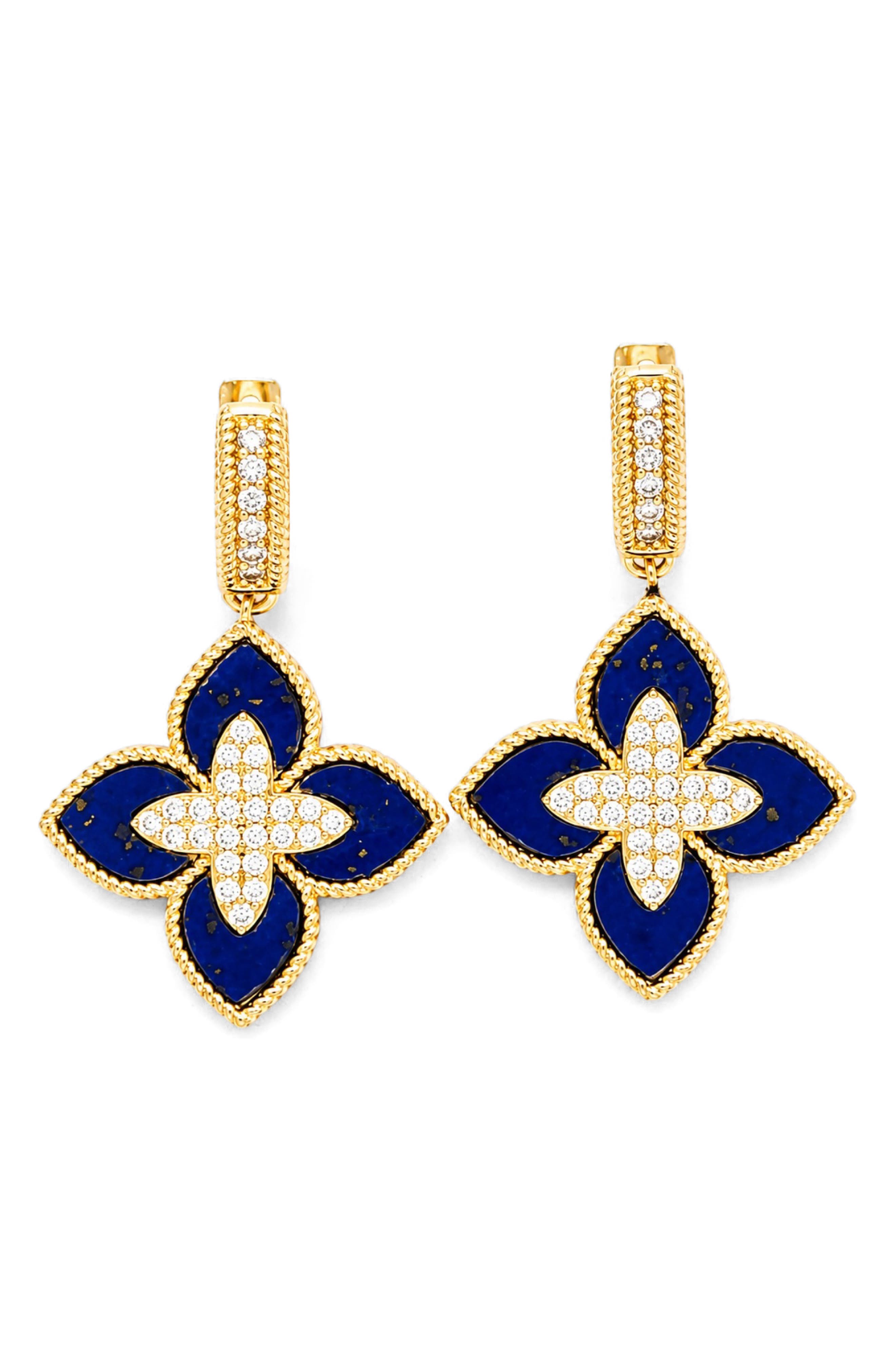 Agate Floral Drop Earrings