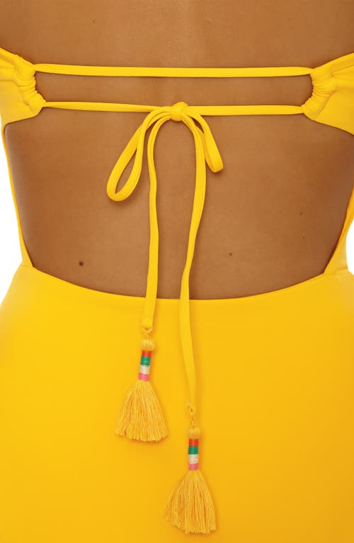 Isabella Rose Granny Squares Halter One-piece Swimsuit In Yellow