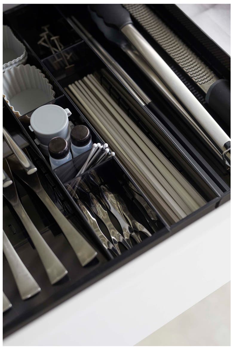 Expandable Cutlery Organizer, Alternate, color, BLACK