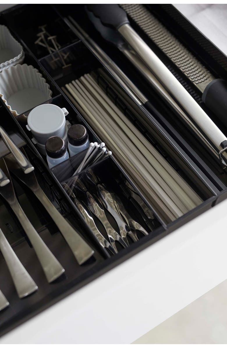 Yamazaki Expandable Cutlery Organizer, Alternate, color, Black