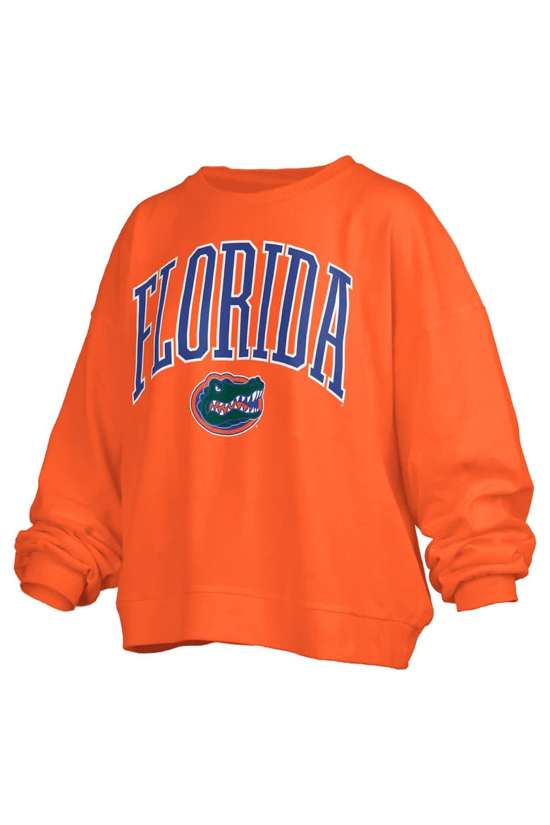 Women's Pressbox Orange Florida Gators Janise Arch Over Logo Waist Length Oversized Pullover Sweatshirt, Alternate, color, Orange