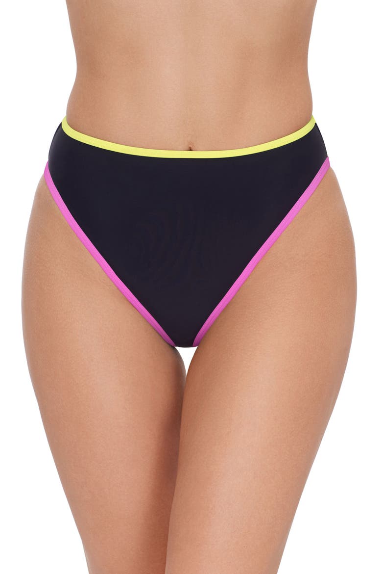 Cheeky High Leg High Waist Bikini Bottom, Main, color, Baby Binding Black