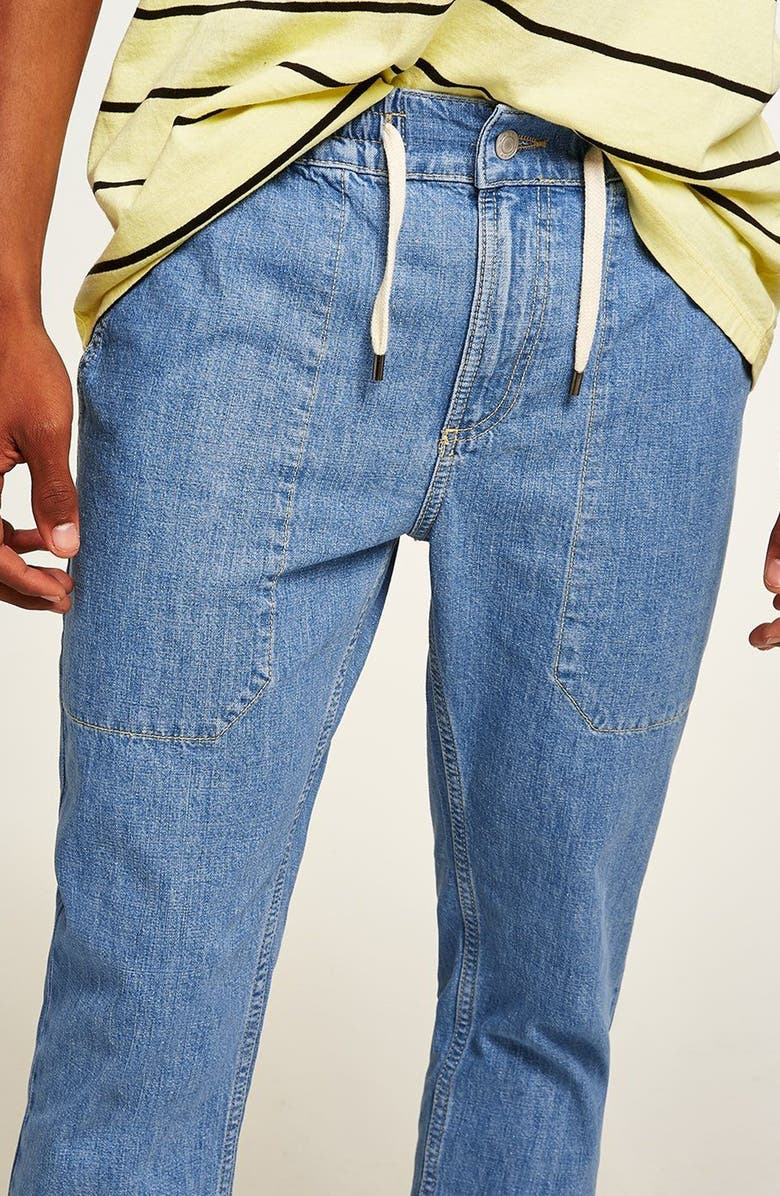 Topman Tapered Fit Denim Jogger Pants, Alternate, color, 