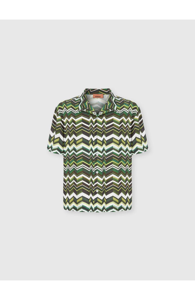UM Bowling Shirt In Viscose With Zigzag Print, Main, color, Green