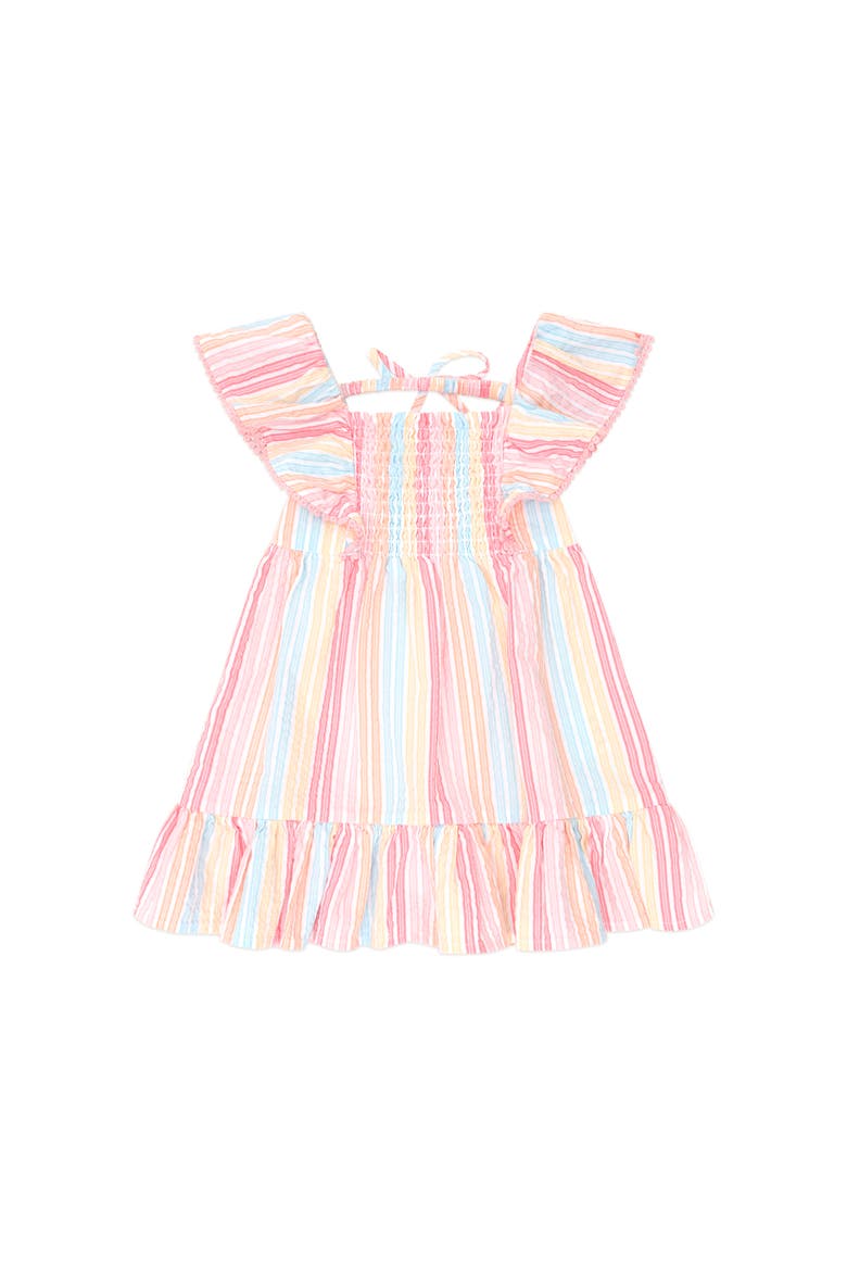 Vintage Rainbow Stripe Shirred Dress, Main, color, Multi