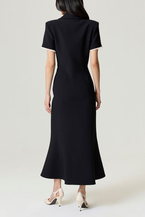 Nocturne Floral Button Detailed Maxi Dress In Black