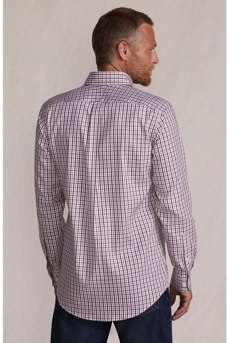 School Uniform  Tailored Fit No Iron Solid Supima Cotton Pinpoint Buttondown Collar Dress Shirt, Alternate, color, Lush Burgundy Multi Check