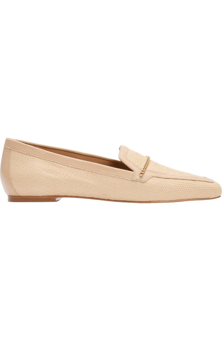 André Assous Ariane Raffia Chain Embellished Loafer, Alternate, color, Bone
