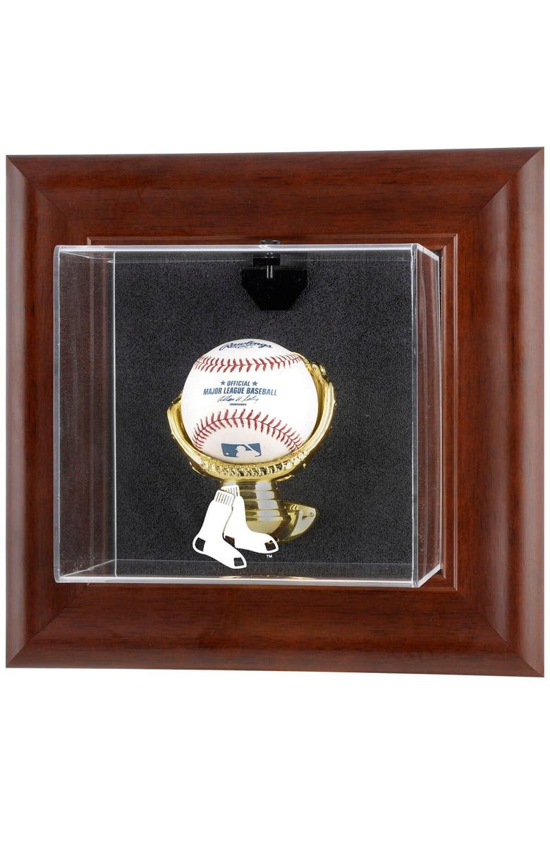 FANATICS AUTHENTIC Boston Red Sox (2009 - Present) Brown Framed Wall-Mounted Logo Baseball Display Case, Main, color, 