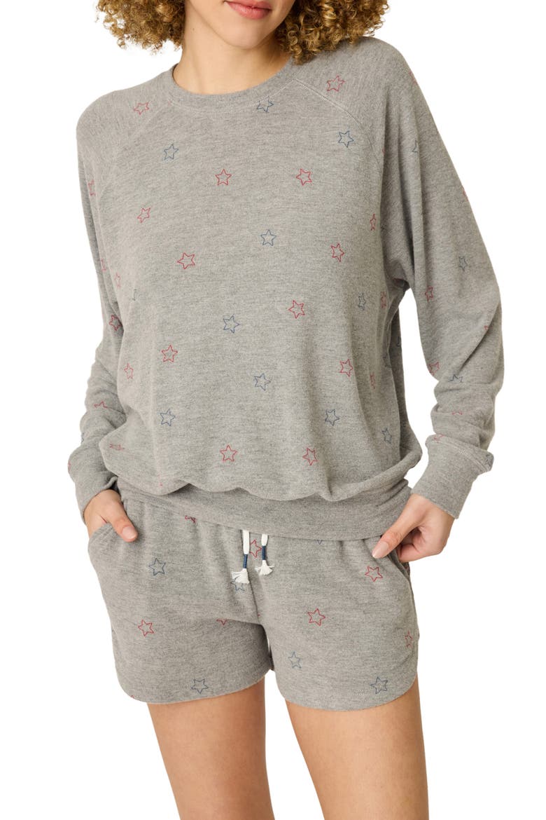 Red, White & Woof Star Print Lounge Sweatshirt, Main, color, DARK GREY