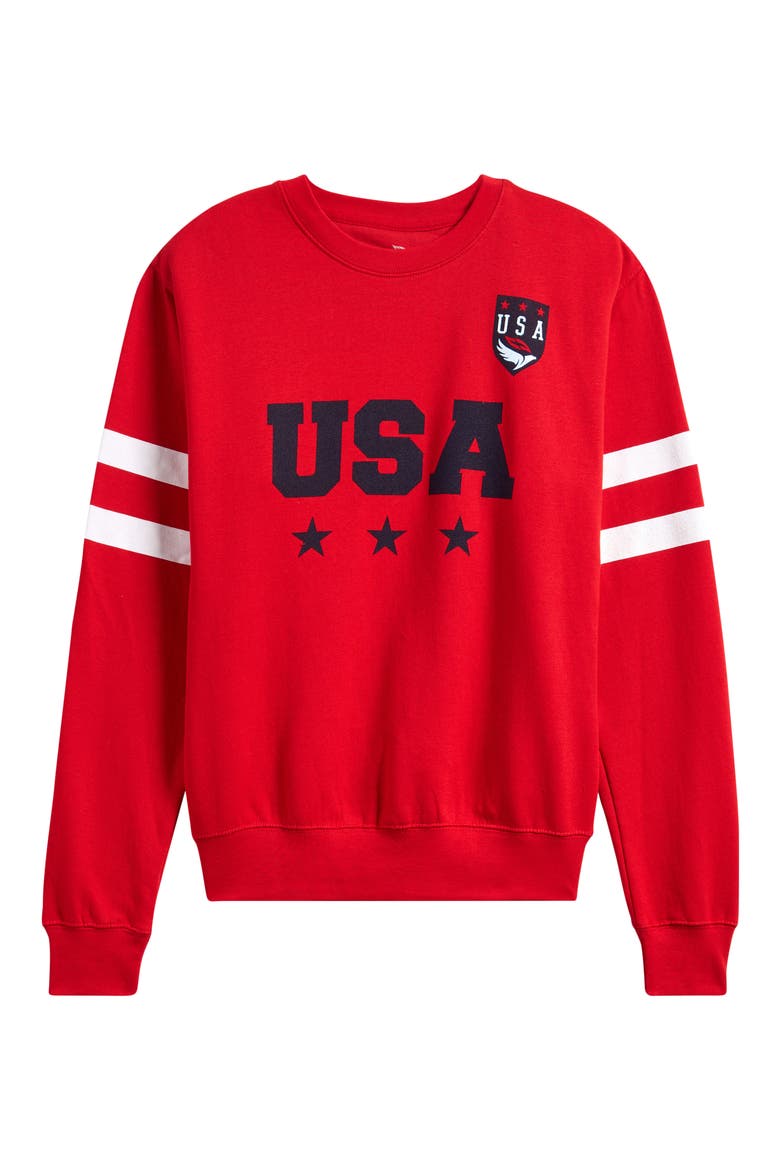 Kids' USA Crewneck Sweatshirt, Main, color, RED