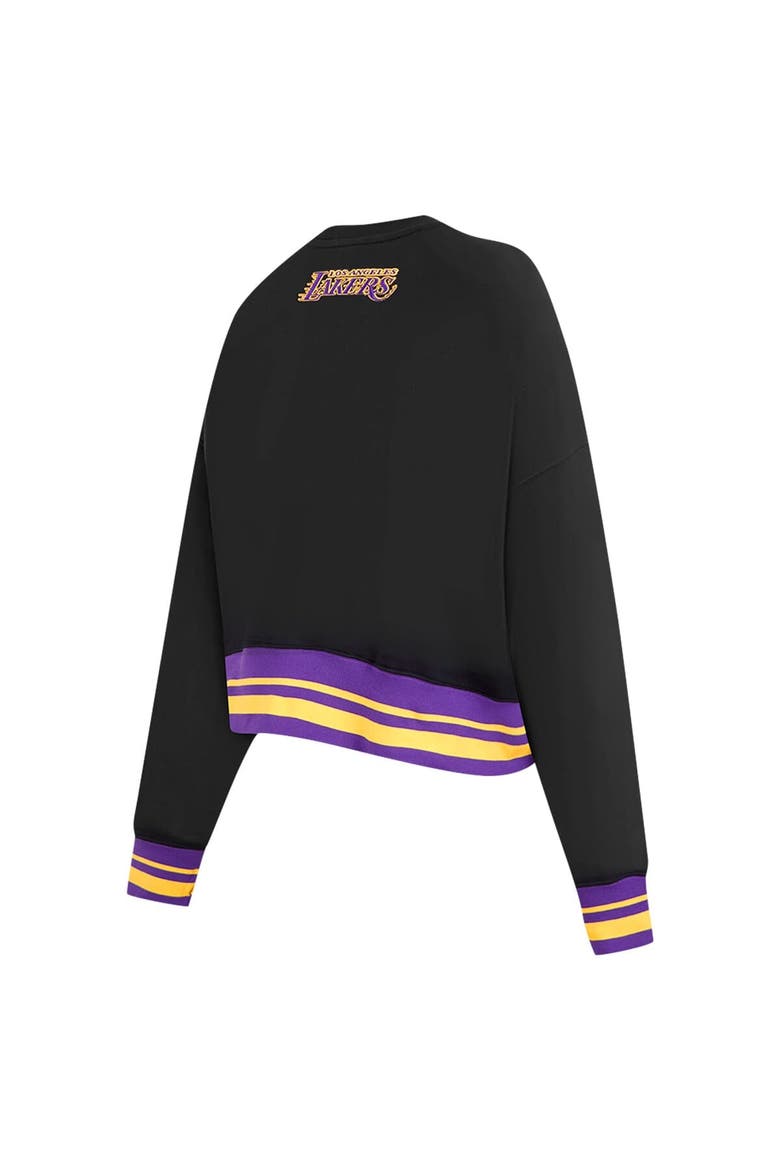 Women's Pro Standard Black Los Angeles Lakers Area Code Cropped Pullover Sweatshirt, Alternate, color, Black