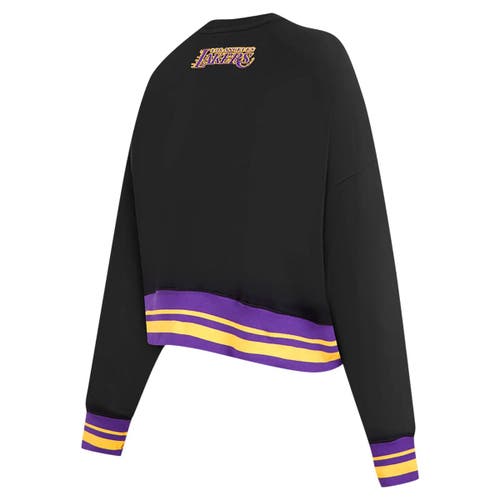 Pro Standard Black Los Angeles Lakers Area Code Cropped Pullover Sweatshirt
