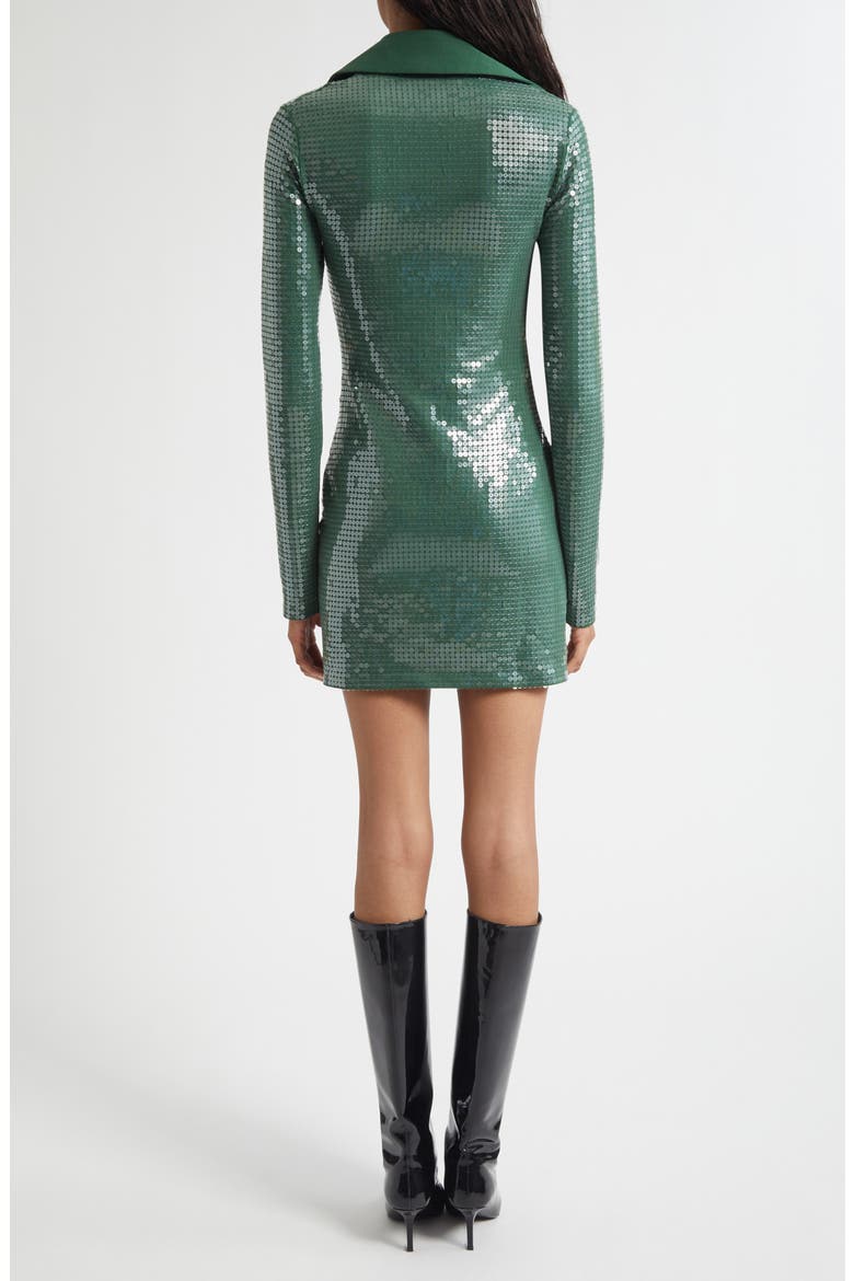 Long Sleeve Sequin Jersey Minidress, Alternate, color, GREEN