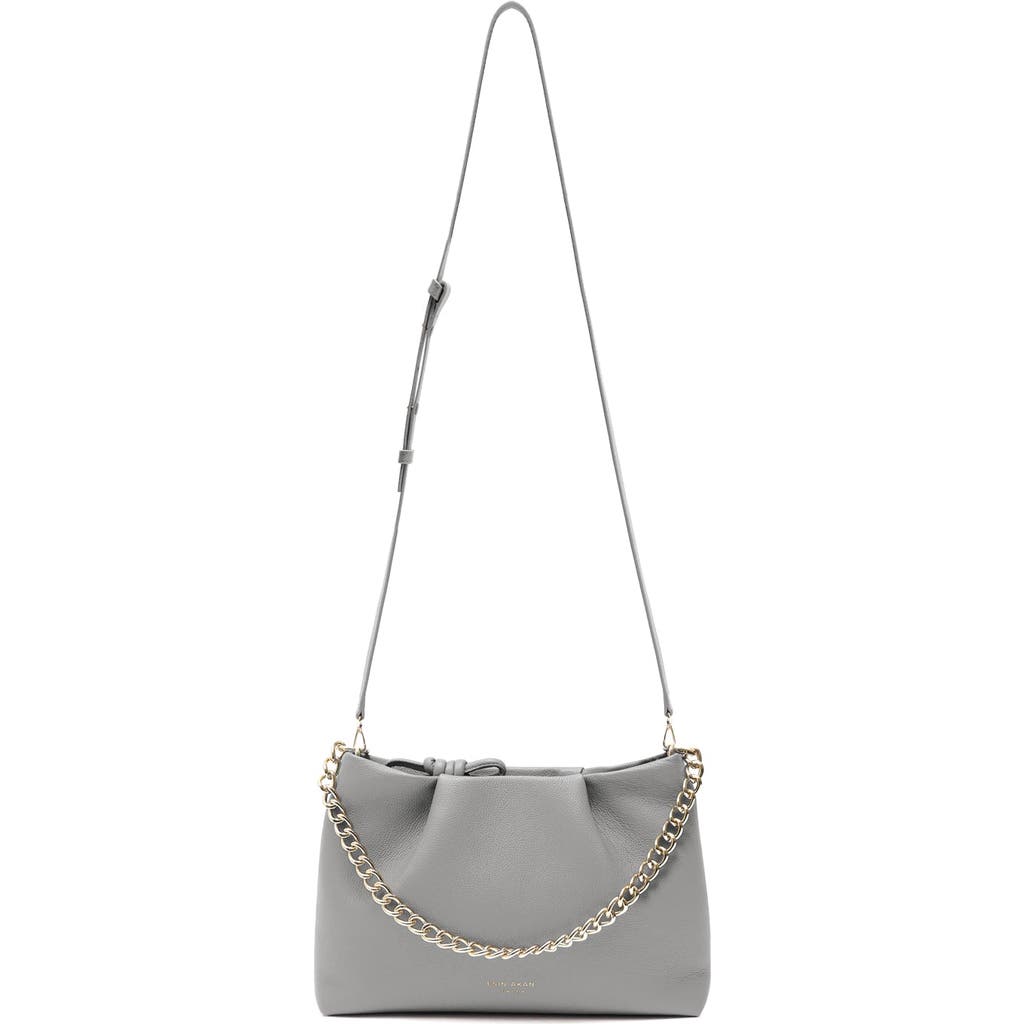 Esin Akan Wimbledon Midi Emma Leather Top Handle Crossbody Bag In Grey