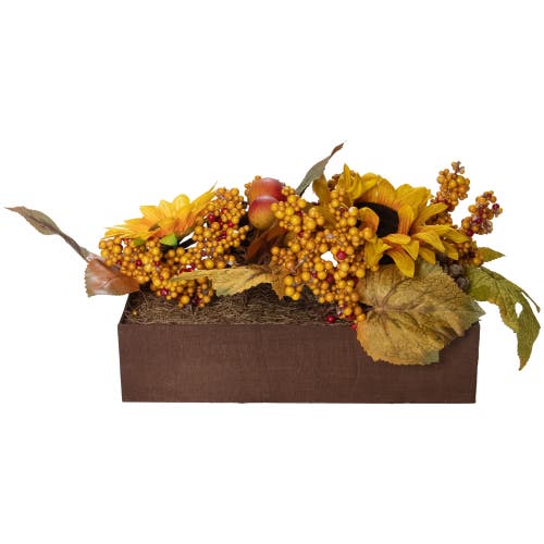 Northlight 10in Sunflowers & Leaves Fall Floral In Brown
