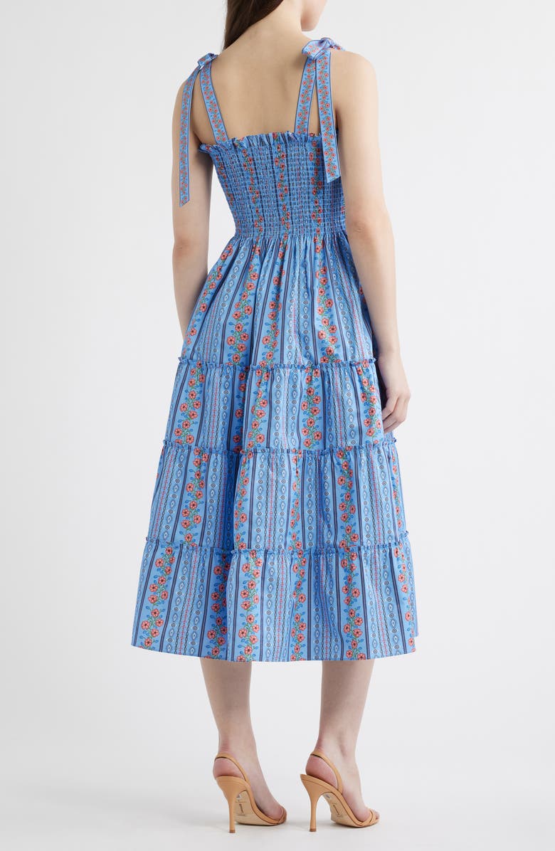 Hill House Home The Ribbon Ellie Nap Midi Dress, Alternate, color, Floral Batik Stripe Blue