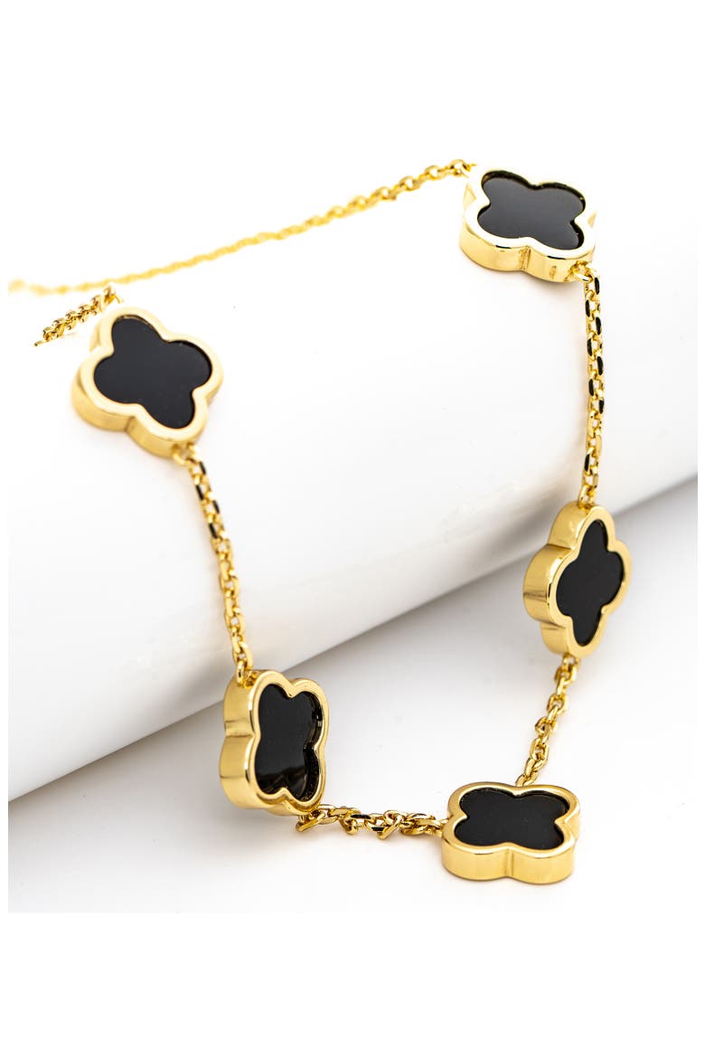 Onyx Clover Chain Necklace, Alternate, color, ONYX
