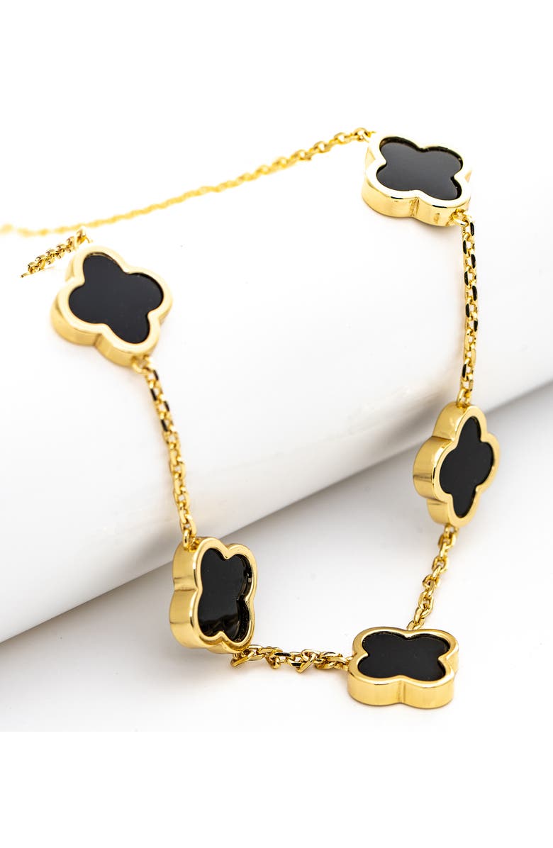 RIVKA FRIEDMAN Onyx Clover Chain Necklace, Alternate, color, Onyx