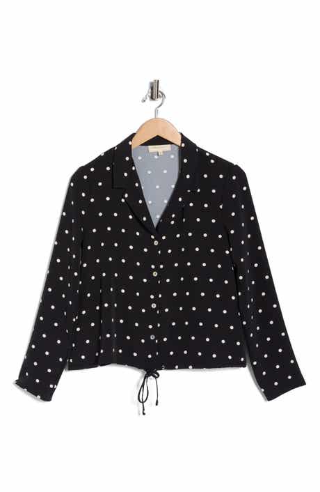 MELLODAY Long Sleeve Drawstring Hem Button-Up Shirt