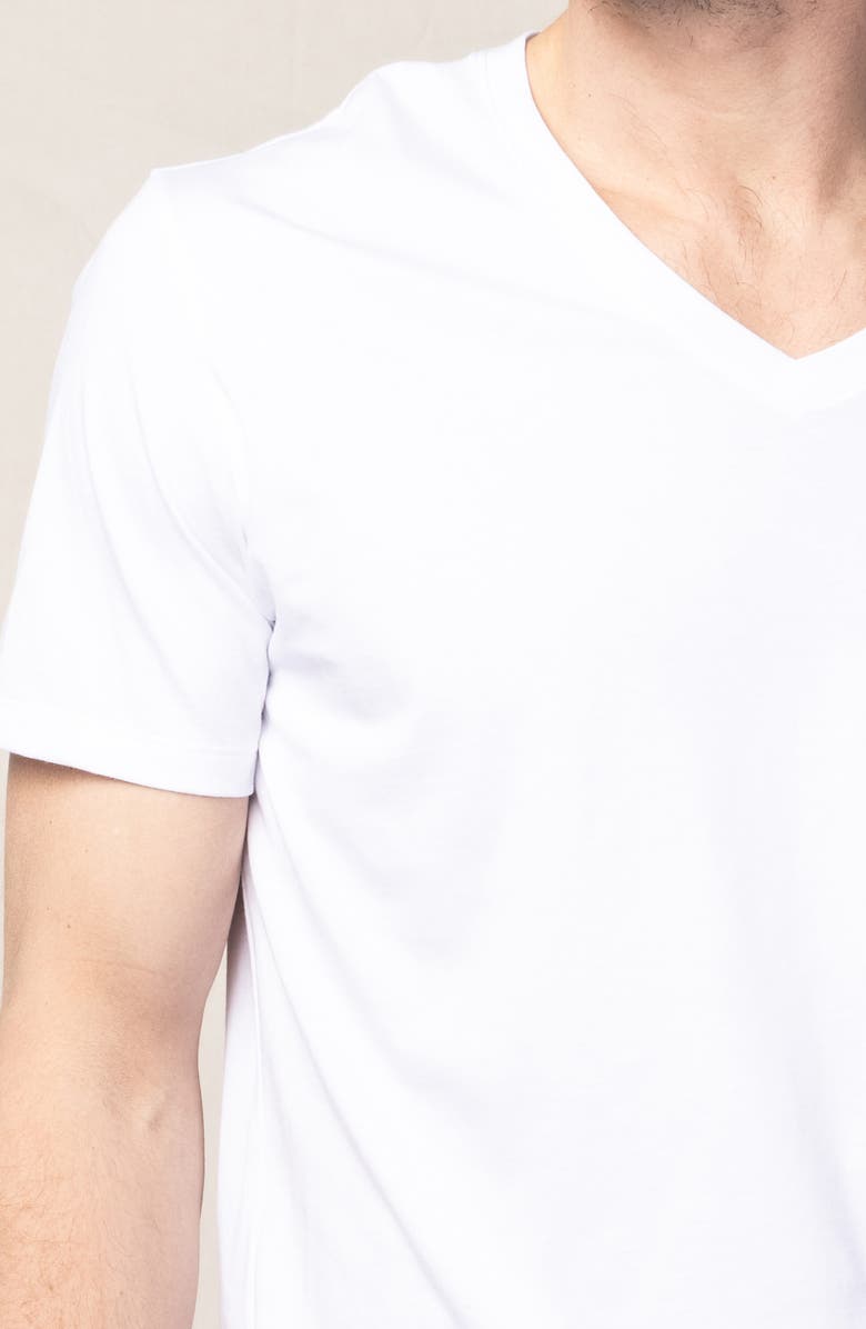 Petite Plume Pima Cotton V-Neck Sleep T-Shirt, Alternate, color, White