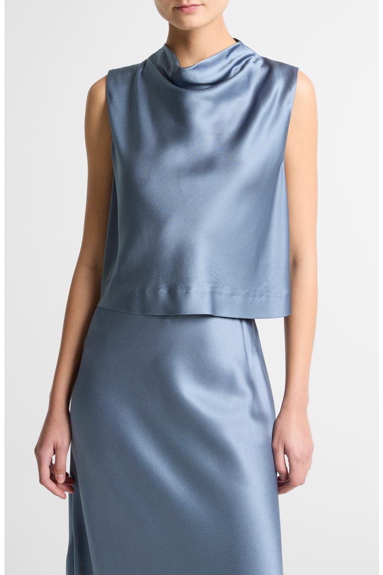 Cowl Neck Sleeveless Satin Top, Main, color, AZUL