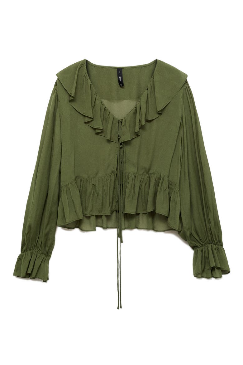 Ruffle Long Sleeve Top, Alternate, color, KHAKI GREEN