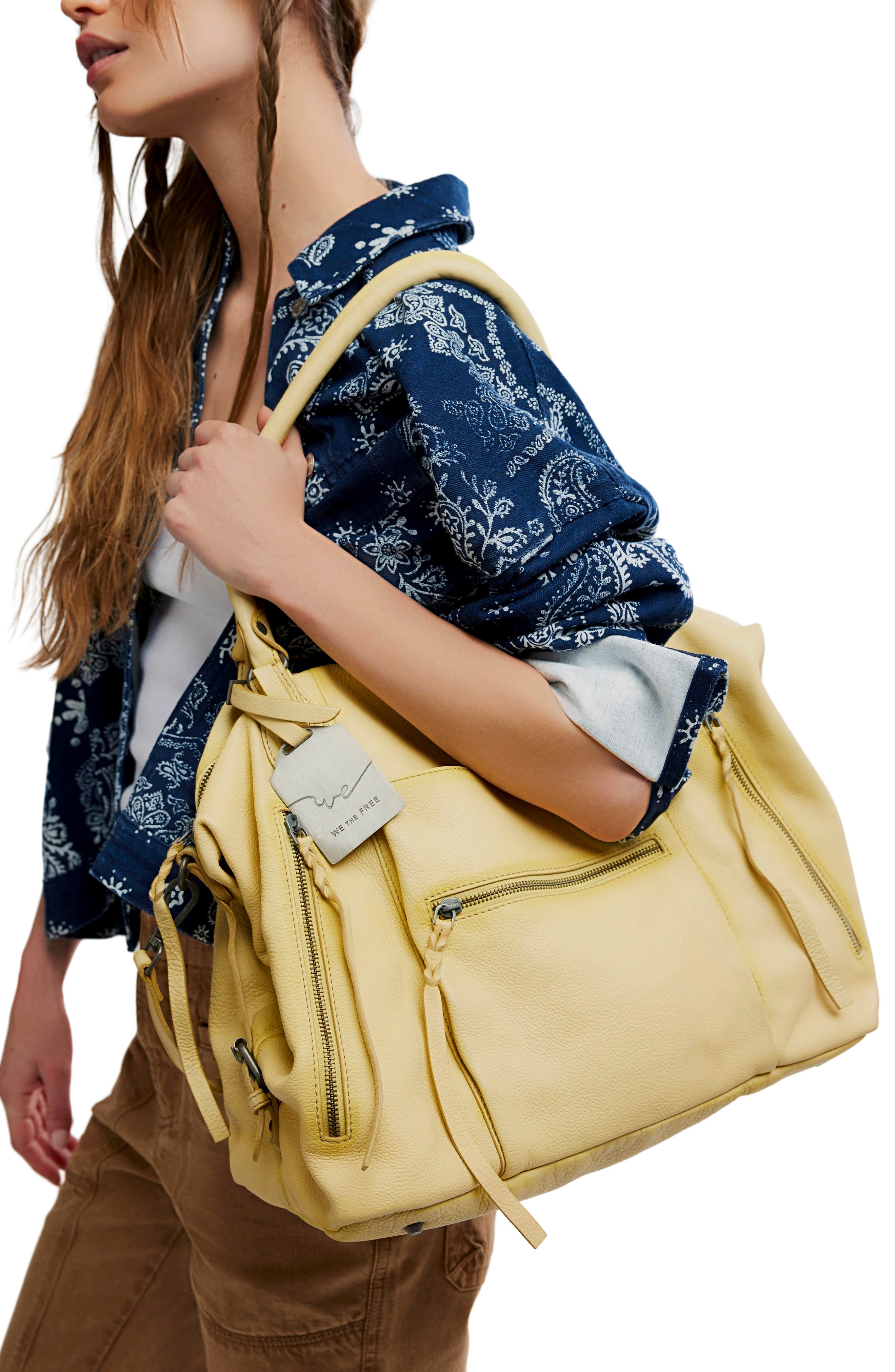 We The Free Emerson Leather Tote, Alternate, color, BUTTER YELLOW