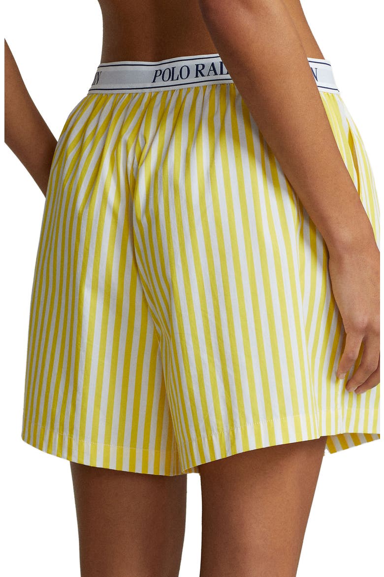 Cotton Boxer Pajama Shorts, Alternate, color, YELLOW STRIPE